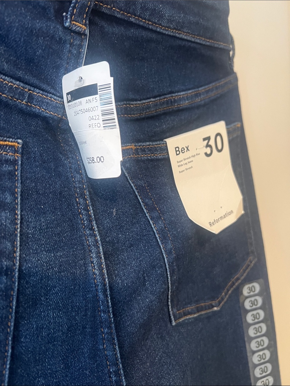 NWT Reformation BEX Wide-Leg High-Rise Jeans in Dark Blue - Picture 5 of 8